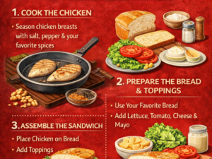 red background for Simple Chicken Sandwich Recipe for Quick Snacks