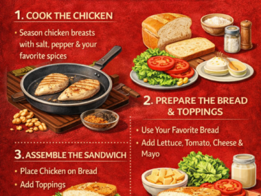 red background for Simple Chicken Sandwich Recipe for Quick Snacks