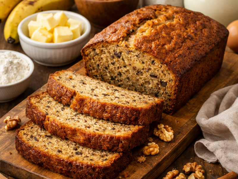 Classic Banana Bread Recipe with Simple Ingredients